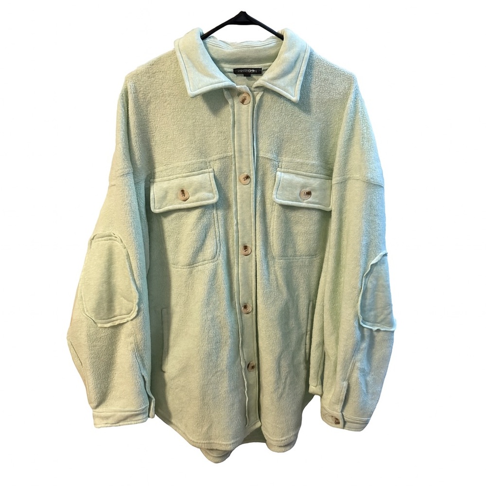 PaperMoon Light Green Shacket Women's Size Medium Long Sleeve - EUC